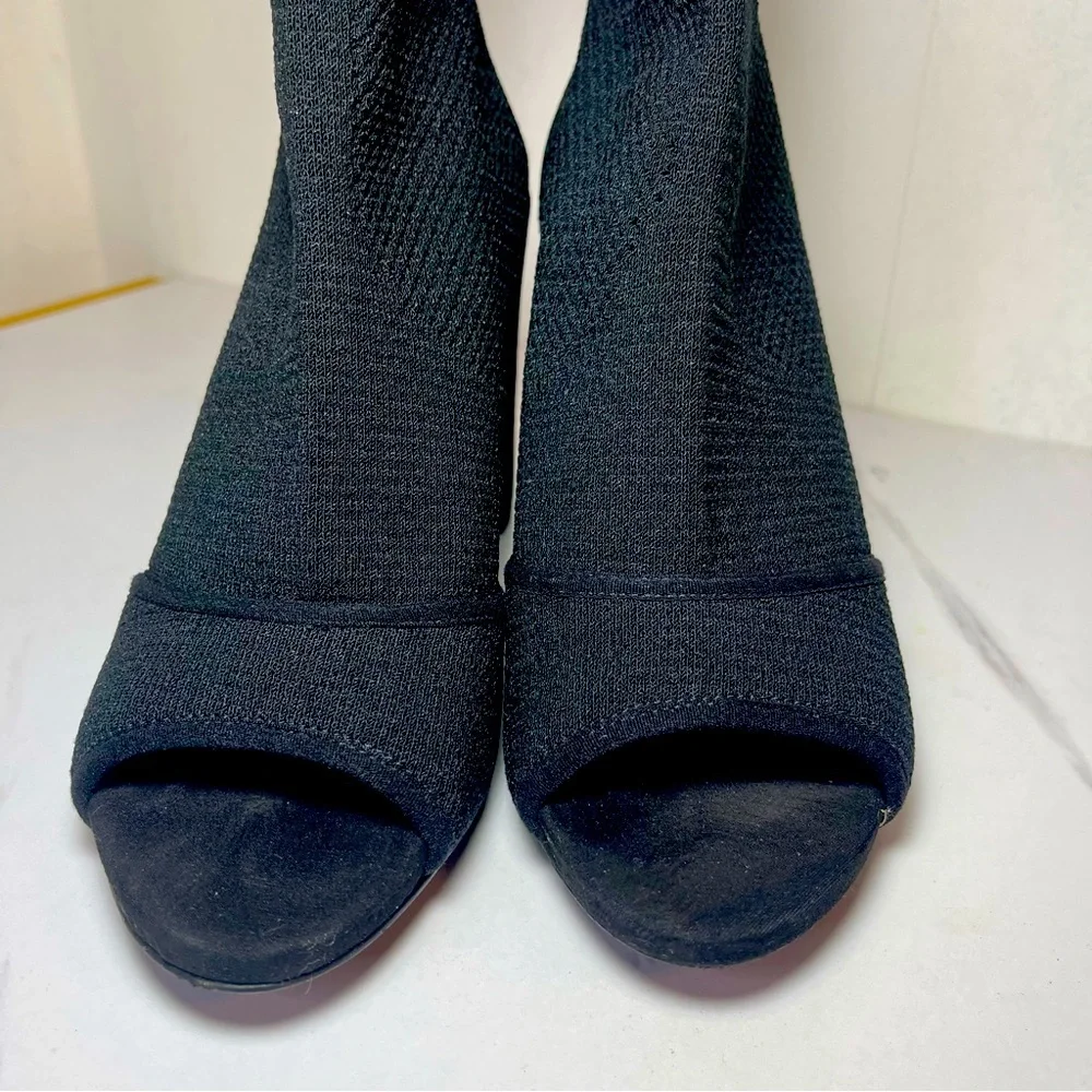 Kenneth Cole Open Toe Round Heel Black Ankle Party Cocktail Booties Sz 8.5 M